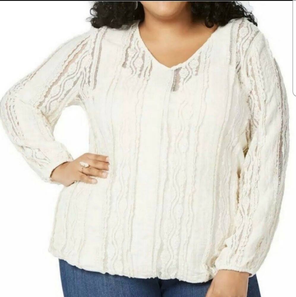 Style & Co Lace Blouse with Built-in Cami